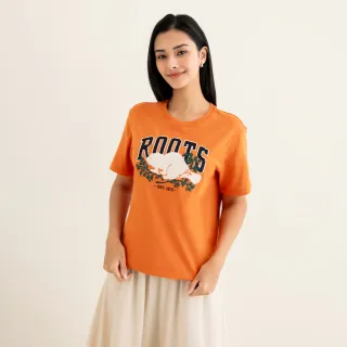 【Roots】Roots 女裝- COOPER BEAVER PIXEL短袖T恤(焦糖橘)