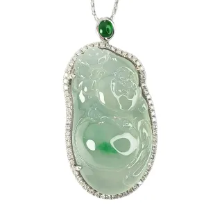 【文華珠寶】翡翠高冰種元寶錢袋彌勒 不含鍊(彌勒佛玉墜)