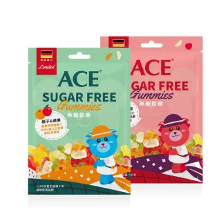 即期品【ACE】SUGAR FREE Q軟糖60g(蘋果橘子/櫻桃檸檬｜賞味期2024.08.01)