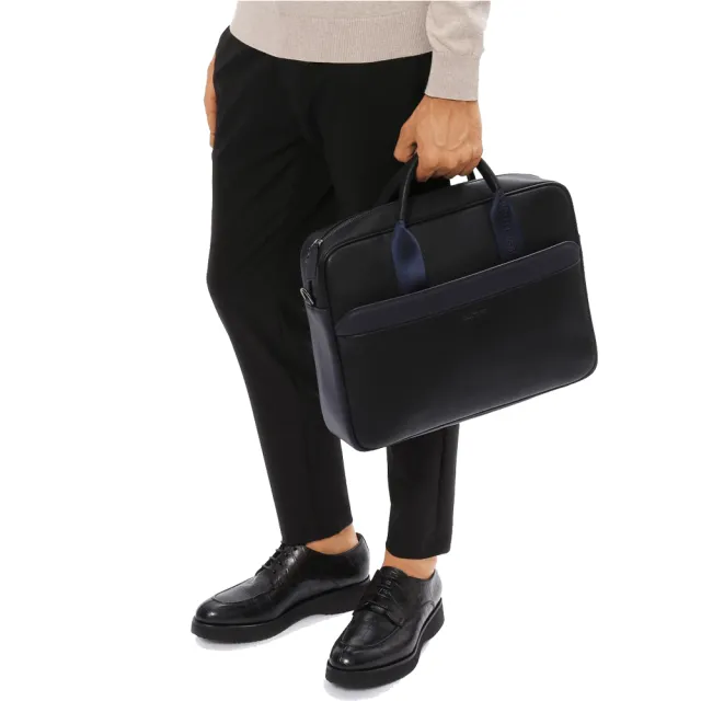 【Cerruti 1881】義大利原裝進口 頂級小牛皮公事包/斜背包 CECA04657M(黑色)