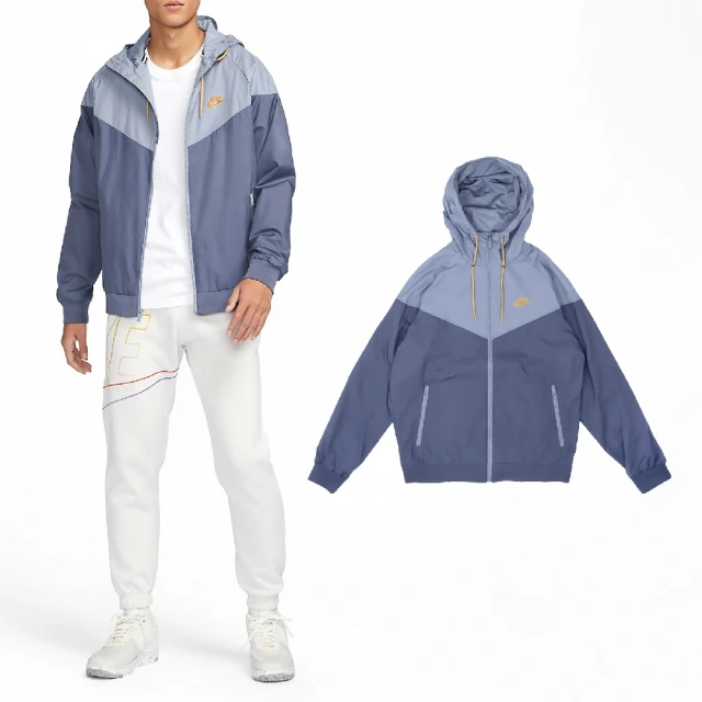 NIKE 耐吉 外套 NSW Windrunner 男款 藍 黃 網眼 防風 拉鍊口袋 連帽外套(727325-492)