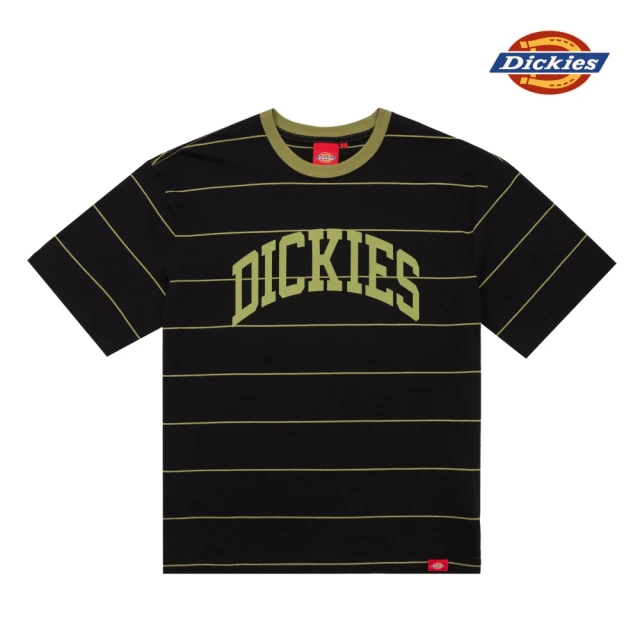 DickiesDickies 男女款黑色條紋純棉胸前弧型Logo寬鬆短袖T恤｜DK0A87DBBLK