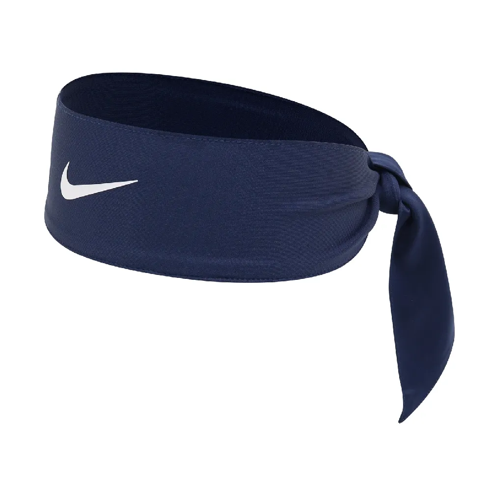【NIKE 耐吉】頭帶 Dri-FIT 4.0 Headband 男女款 藍 白 可調頭圍 吸濕排汗 頭巾(N100214640-1OS)