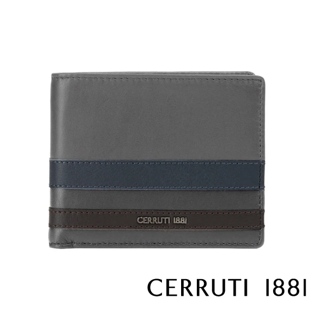 Cerruti 1881Cerruti 1881 限量2折 頂級義大利小牛皮12卡短夾皮夾 CEPU05696M 全新專櫃展示品(灰色 贈禮盒提袋)