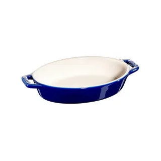 【法國Staub】橢圓型陶瓷烤盤17x11cm-0.4L(深藍色)