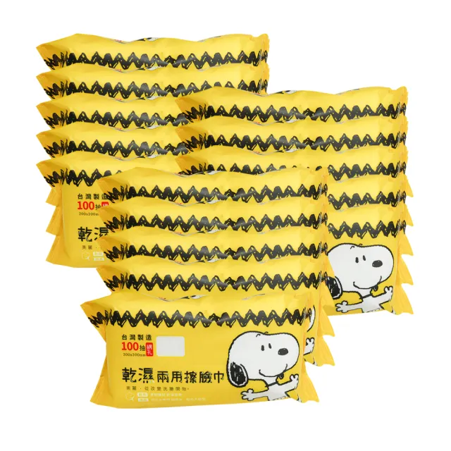 【收納王妃】SNOOPY 史努比 乾濕兩用巾 乾濕洗臉巾 洗臉巾 100抽 網孔(40入/箱)