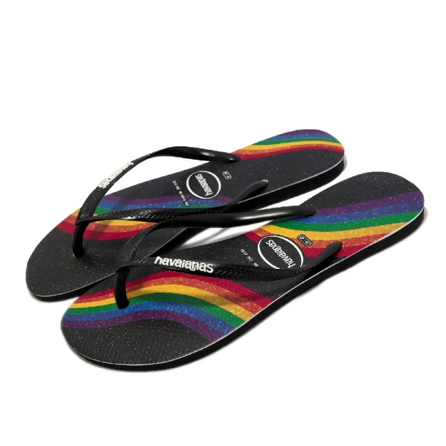 havaianas 哈瓦仕 涼拖鞋 Slim Pride 女鞋 黑 彩虹 Pride 巴西拖 人字拖 夾腳拖 哈瓦仕(41469070090W)