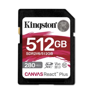 【Kingston 金士頓】512G SDXC SD U3 V60 UHS-II 記憶卡(SDR2V6/512GB 平輸)