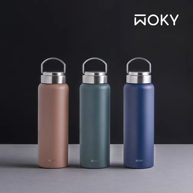 【WOKY 沃廚】提手輕芯鈦瓷易潔層保溫杯800ml(S)