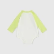 【GAP】嬰兒裝 Logo純棉小熊印花圓領長袖包屁衣-白黃撞色(890310)