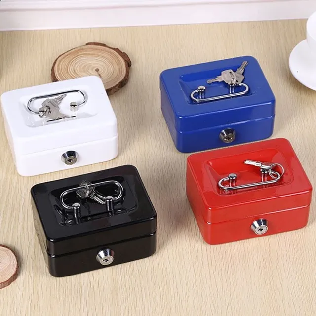 【JEN】迷你金屬手提帶鎖鐵盒收納保險箱工具零件盒(3色可選)