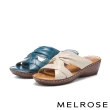 【MELROSE】美樂斯 簡約率性交叉寬帶全真皮厚底拖鞋(白)