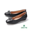 【GREEN PINE】蝴蝶結方頭羊皮舒壓坡跟鞋黑色(00316012)