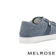 【MELROSE】美樂斯 簡約日常水鑽條彈性鞋帶牛皮QQ厚底休閒鞋(藍)