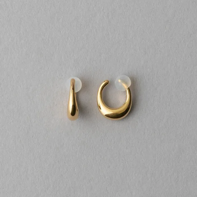 【ete】Cuff Earring 摩登圓潤月亮耳釦耳環 M(米金色 金色)