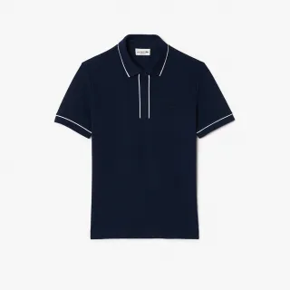 【LACOSTE】男裝-撞色滾邊短袖Polo衫(海軍藍)