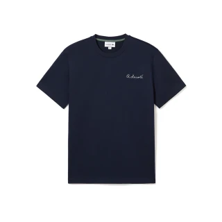 【LACOSTE】男裝-電繡R Lacoste字母素色短袖T恤(海軍藍)