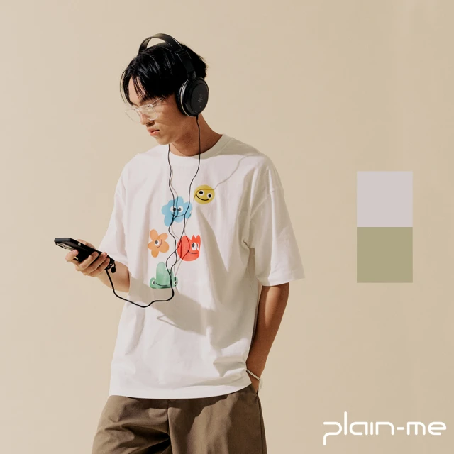 plain-me 心花朵朵開圖TEE JNP0127-241(男款/女款 共2色 TEE 短袖 休閒上衣)