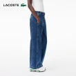 【LACOSTE】女裝-彈性牛仔寬褲(中藍色)
