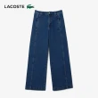 【LACOSTE】女裝-彈性牛仔寬褲(中藍色)