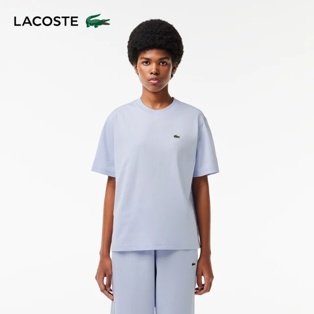 【LACOSTE】女裝-寬鬆版型輕質素色短袖T恤(紫藍色)