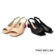 【TINO BELLINI 貝里尼】歐洲進口全真皮素面魚口低跟涼鞋FSKV005(黑色)