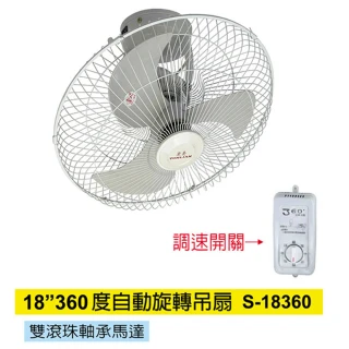 【東亮】18吋360度天花板旋轉吊扇(S-18360)