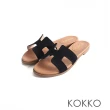 【KOKKO 集團】俐落簡約H型軟Q舒適平底拖鞋(黑色)