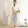 【UniStyle】棉麻半身裙 原創款高級感印花A字裙 女 FA6290(銀河藍 銀河紫)