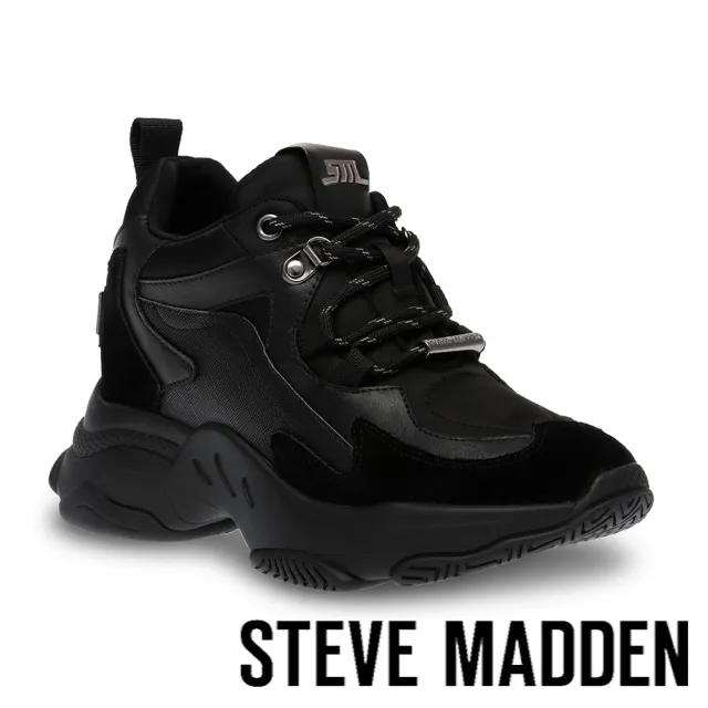 【steve madden】MASS TRANSIT 內增高綁帶休閒鞋(黑色)