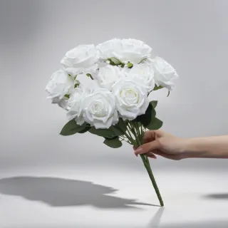 【Floral M】英式卡爾玫瑰經典白仿真花花材（10入/組）(人造花/塑膠花/假花/裝飾花)