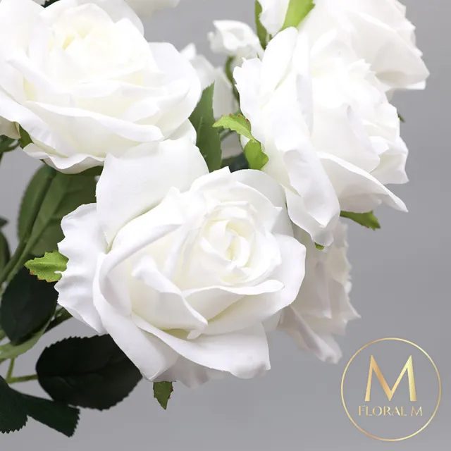 【Floral M】英式卡爾玫瑰經典白仿真花花材（1入組）(人造花/塑膠花/假花/裝飾花)