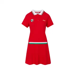 【FILA官方直營】女短袖洋裝-紅色(5DRY-1510-RD)