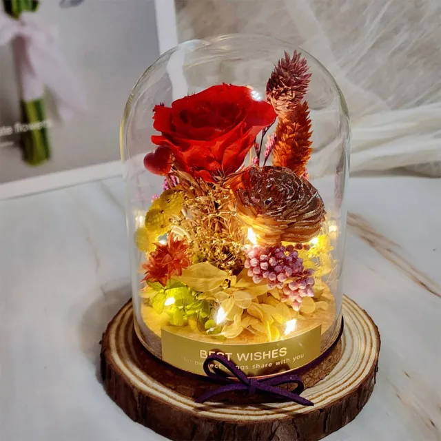 【OSTARA FLORIST 奧斯塔拉花藝】庭園風格永生康乃馨、玫瑰罩鐘(康乃馨、母親節、情人節、紀念日、生日)