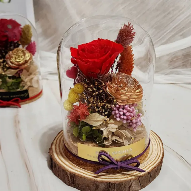 【OSTARA FLORIST 奧斯塔拉花藝】庭園風格永生康乃馨、玫瑰罩鐘(康乃馨、母親節、情人節、紀念日、生日)