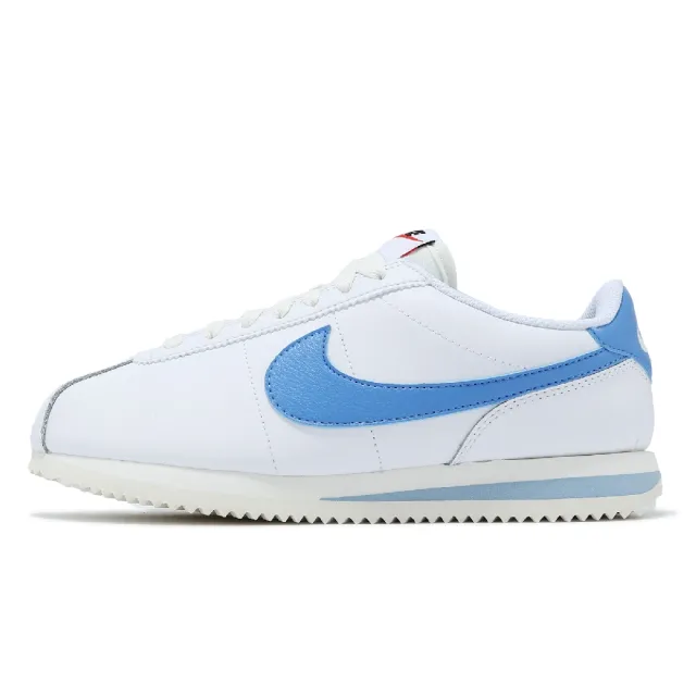 【NIKE 耐吉】休閒鞋 Wmns Cortez 女鞋 白 藍 皮革 緩衝 經典 阿甘鞋(DN1791-102)