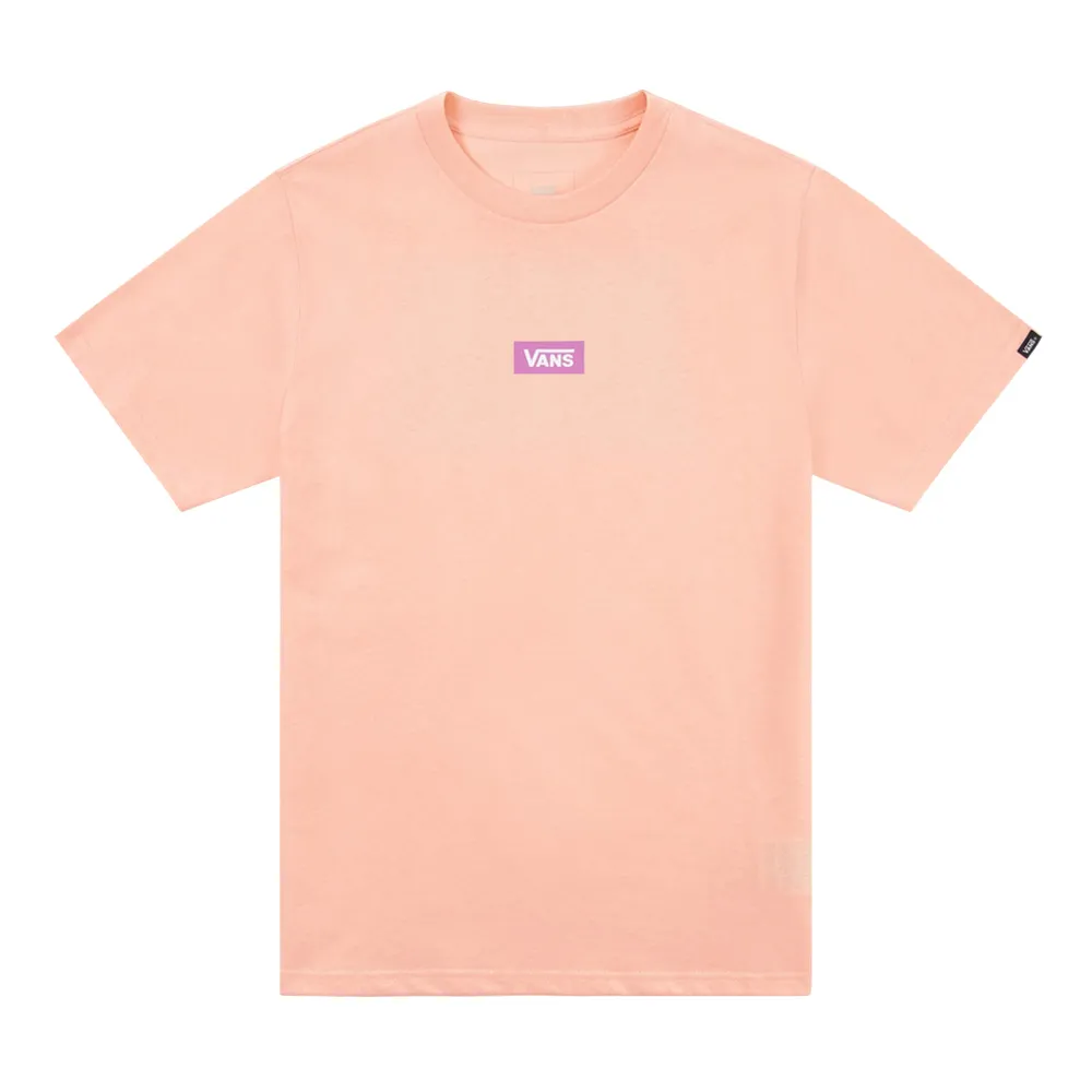 【VANS 官方旗艦】Box Logo 中童款蜜桃色短袖T恤