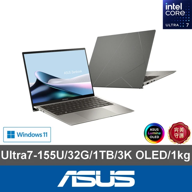 ASUS 華碩 13.3吋14吋Ultra 7輕薄AI筆電(ZenBook UX5304MA/Ultra 7-155U/32G/1TB SSD/W11/3K OLED/EVO)