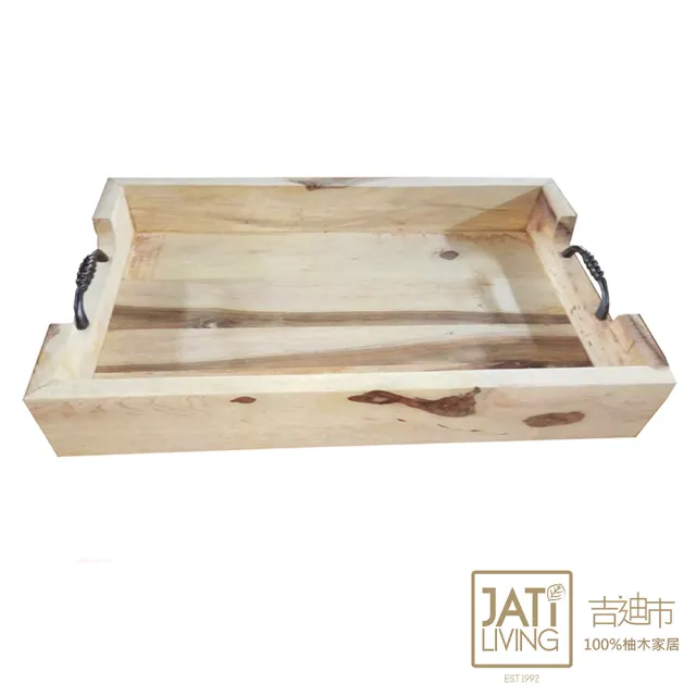 【吉迪市柚木家具】銅把手原木萬用托盤 LT-083C(實木托盤 茶盤 萬用盤 早餐盤 鄉村 野餐 擺拍)