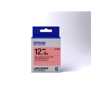 【EPSON】標籤帶 消光霧面系列 紅底黑字/12mm(LK-4RBJ)