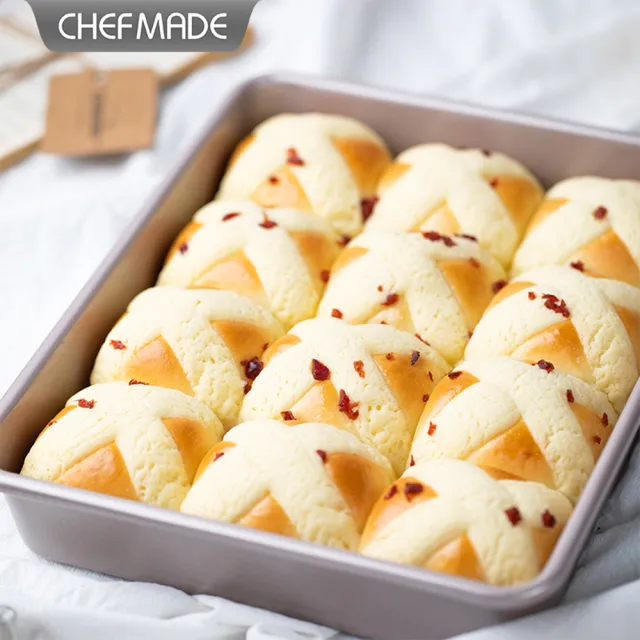 【Chefmade學廚原廠正品】香檳金11吋長方形深款烤盤(WK9409瑞士捲蛋糕捲古早味蛋糕深烤盤烤模)