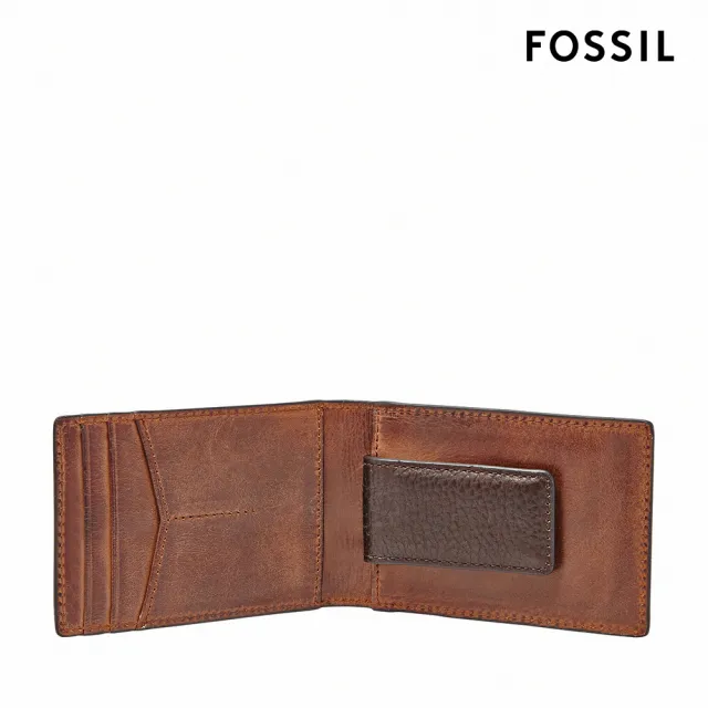 【FOSSIL 官方旗艦館】Quinn 真皮鈔票夾式短夾-咖啡色 ML3650200 雙11/1111(禮盒組附鐵盒)