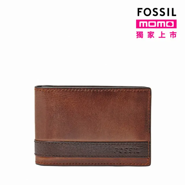 【FOSSIL 官方旗艦館】Quinn 真皮鈔票夾式短夾-咖啡色 ML3650200 雙11/1111(禮盒組附鐵盒)