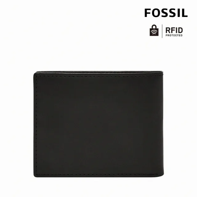 【FOSSIL 官方旗艦館】Derrick 真皮帶翻轉證件格RFID皮夾-黑色 ML3681001 雙11/1111(禮盒組附鐵盒)