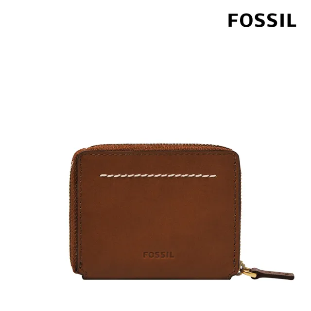 【FOSSIL 官方旗艦館】Westover 真皮拉鍊零錢包-咖啡色 ML4584210(禮盒組附鐵盒)