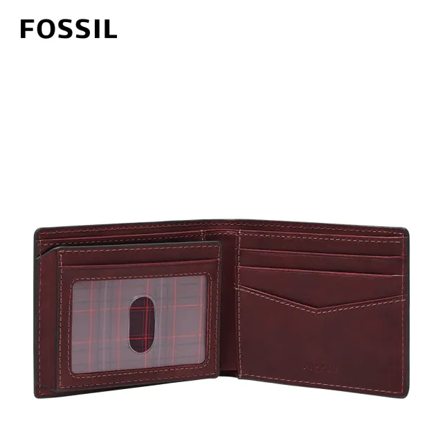 【FOSSIL 官方旗艦館】Everett 真皮證件格經典男夾-茄紫色 ML4469540(禮盒組附鐵盒)