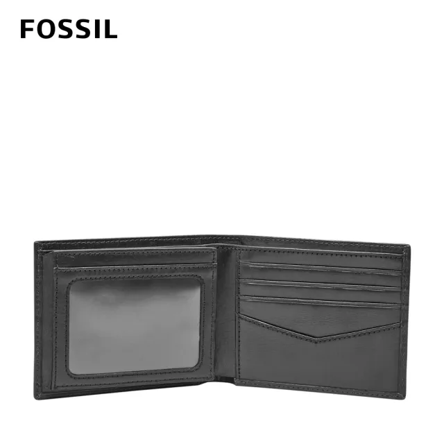 【FOSSIL 官方旗艦館】Ryan 菱形金屬logo基本款實用黑色皮夾 男短夾 ML3729001(禮盒組附鐵盒)