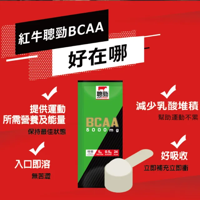 【RED COW 紅牛】聰勁BCAA -5000mg-蔓越莓口味(6.5gX4包)