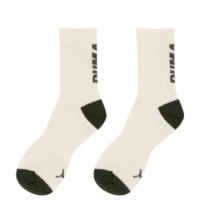 【PUMA】長襪 Fashion 象牙白 綠 中筒 撞色 休閒襪 襪子(BB1308-06)