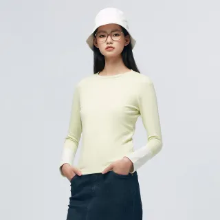 【GAP】女裝 圓領長袖T恤-淺綠色(836105)